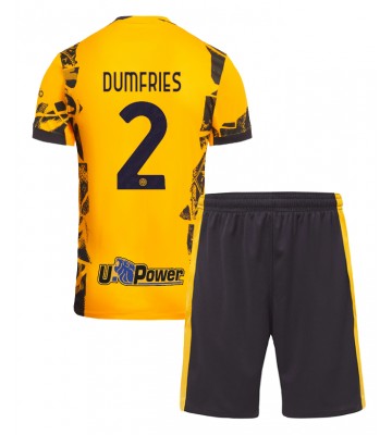 Inter Milan Denzel Dumfries #2 Tercera Equipación Niños 2024-25 Manga Corta (+ Pantalones cortos)